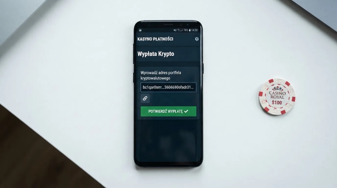 Zbliżenie na formularz wpłaty w kasynie online z polem na adres portfela kryptowalutowego BNB Smart Chain.